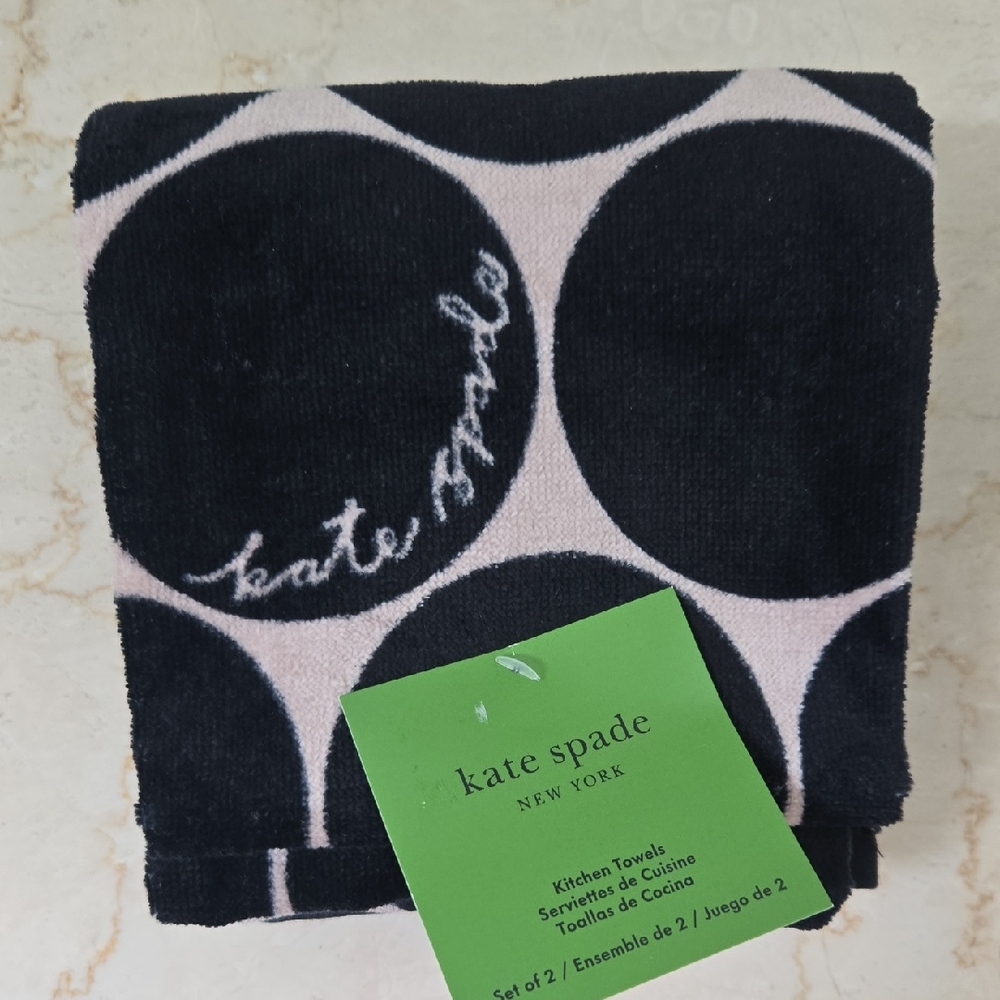 Kate Spade Black and Cream Polka Dot Kitchen Towels